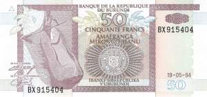 Burundi p36a 50 Francs 1994